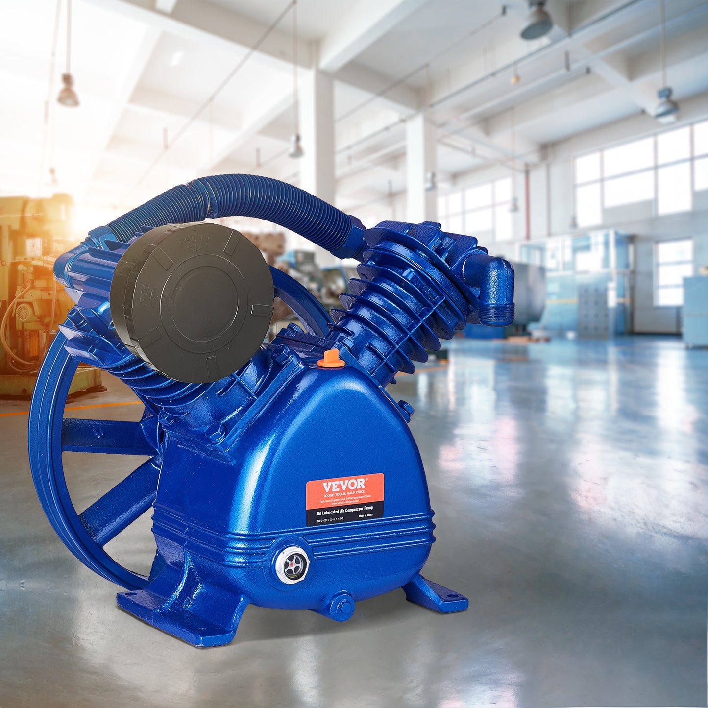 Compressorkop – Luchtcompressorpomp – Pompkop – Dubbelcilinder Compressor – Pistonpomp – 5,5PK Vermogen – Gietijzeren Duurzaam Design