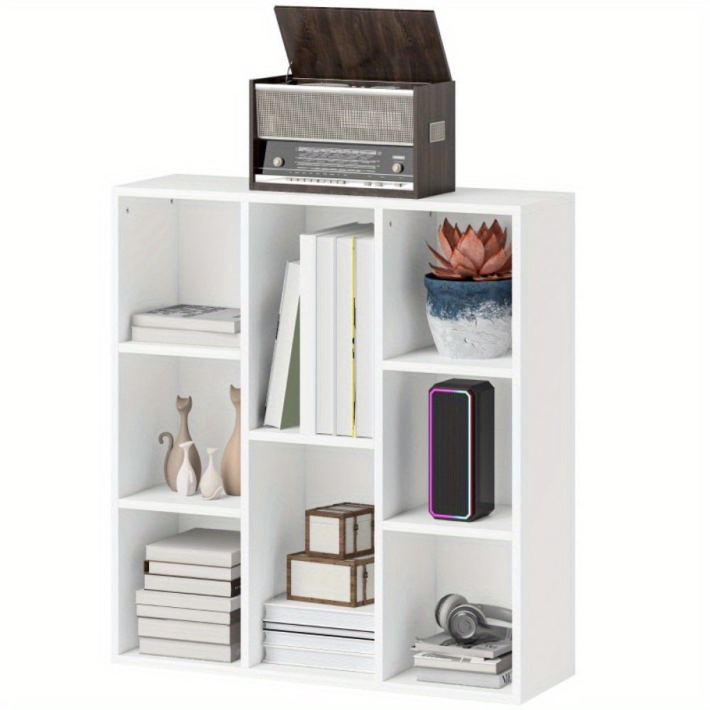 Boekenkast – Boekenrek – Opbergkast – Vakkenkast – Witte 8-laags Open Kast – Compact 74x24x80 cm – Draagkracht 64 kg