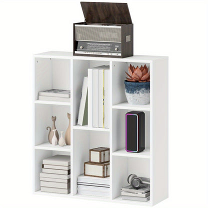 Boekenkast – Boekenrek – Opbergkast – Vakkenkast – Witte 8-laags Open Kast – Compact 74x24x80 cm – Draagkracht 64 kg