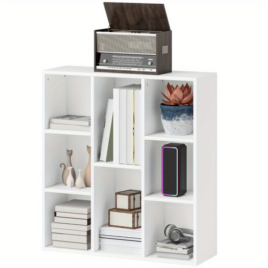 Boekenkast – Boekenrek – Opbergkast – Vakkenkast – Witte 8-laags Open Kast – Compact 74x24x80 cm – Draagkracht 64 kg