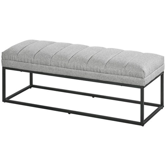 2-Seater Outdoor Garden Bench with Cushioned Seat & Backrest - Heavy-Duty Steel Frame, Modern Classic Design, Metal Construction, Easy Assembly, 200kg Weight Capacity, Khaki Fabric Cushions - All-Weather Patio Furniture for Garden, Balcony