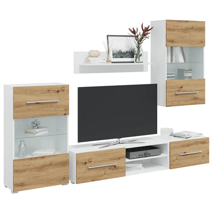 TV meubel – TV kast – TV dressoir – Lowboard – Wandmeubel – Eikenhoutlook – LED Verlichting