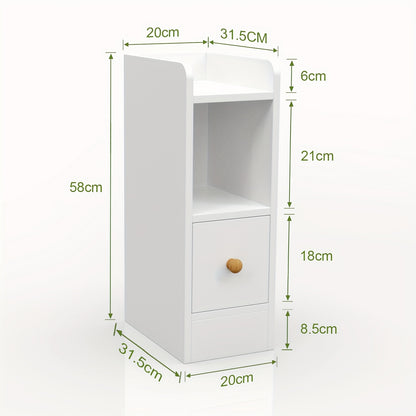 Nachtkastje – Bedside Table – Bijzettafel – Ladekastje – Opbergkast – Smal en Compact – 3 Lades – Hout Wit 20x35x60 cm
