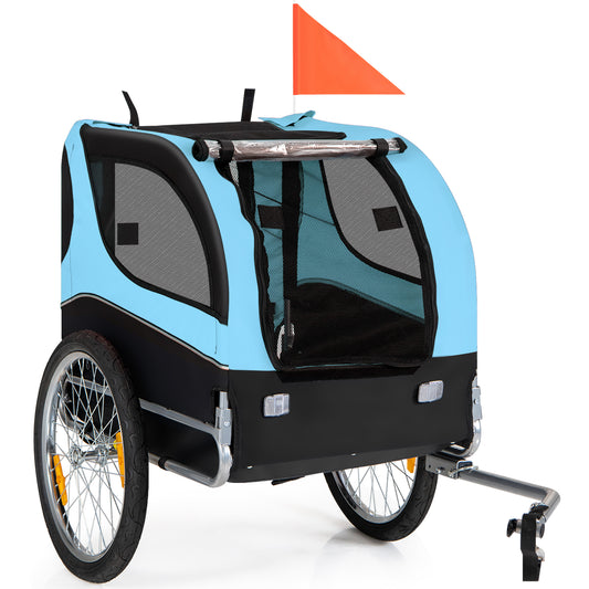 Fietskar Hond – Hondenfietskar – Hondenkar – Fietsaanhanger – Opvouwbaar – Maximaal 40 kg Draagvermogen – Stalen Frame Met Waterafstotende Oxford Stof – Veilig Met Reflectoren En Rode Vlag