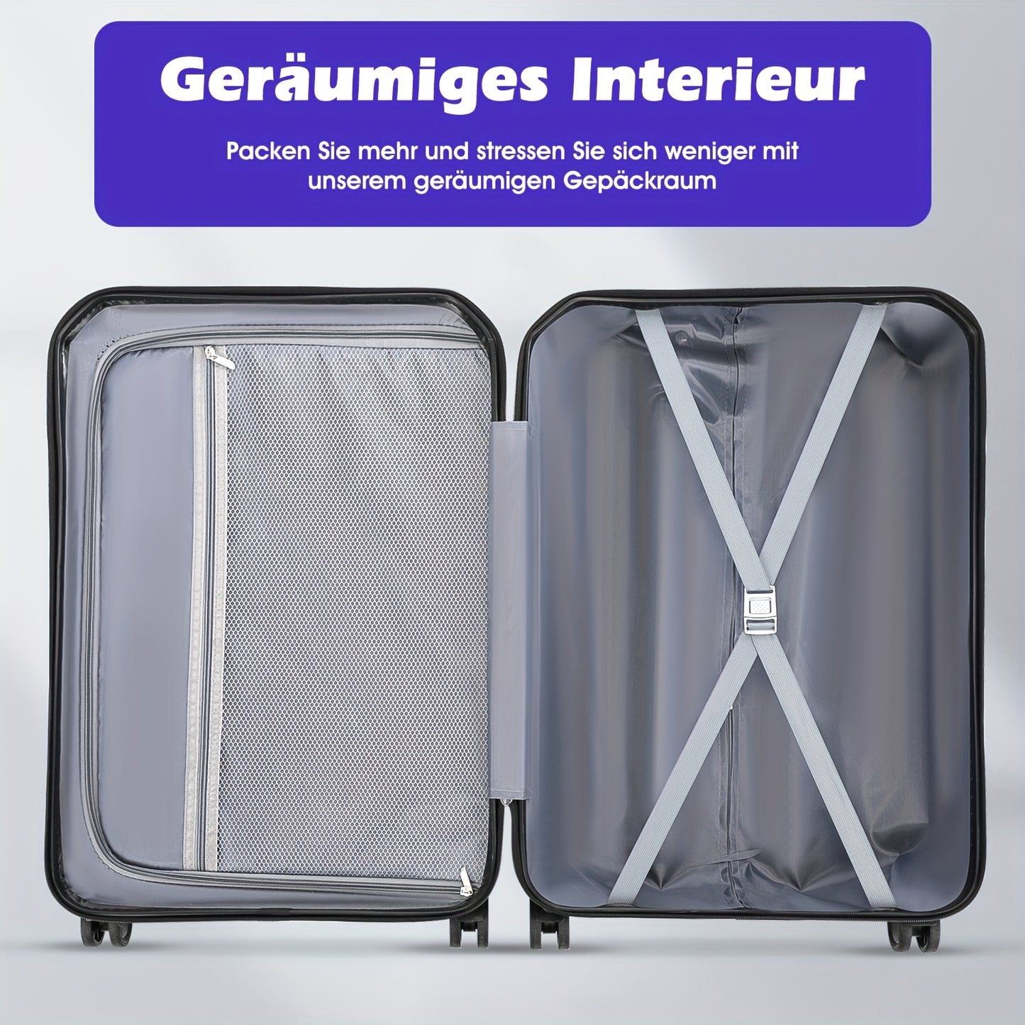 Kofferset – Harde Koffer – Spinner Koffer – Reiskoffer – Trolley Koffer – ABS Materiaal – TSA Slot – Blauw