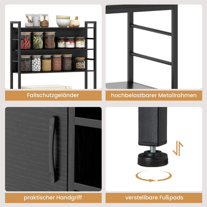 Keukenkast – Keukenrek – Wijnrek – Opbergkast – Baker’s Shelf – Ingebouwd Stopcontact & USB – Metalen Frame 80x40x170 cm Zwart