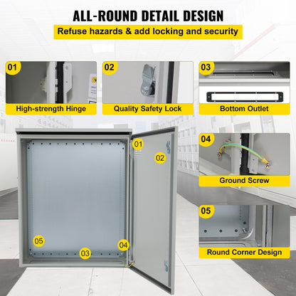 Elektrakast – Elektrische Behuizing – Stalen Kast – Groepenkast – Buitenbehuizing – IP65 Waterdicht – Koudgewalst Koolstofstaal 61x61x20 cm