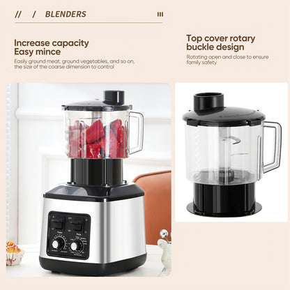 Multifunctionele Keukenmachine – Blender – Food Processor – Sapmaker – IJscrusher – Grote Inhoud 3L+1,5L+0,5L – Krachtige 9500W Motor – Stille Frequentie Technologie