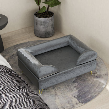 Huisdierenbank – Hondenbank – Kattenbank – Dierenbank – Huisdierenbed – Luxe Dutch Velvet – Afneembare Wasbare Hoes – 76x53,5x34 cm – Stevige Houten Constructie