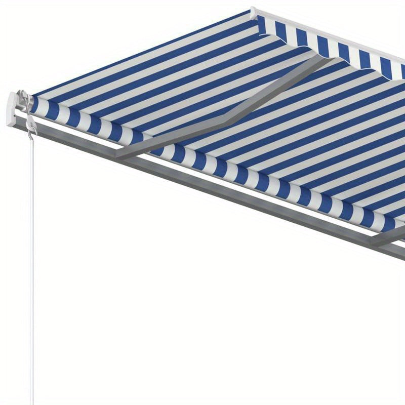 Luifel handmatig uittrekbaar – Zonnescherm – Terrasoverkapping – Balkonluifel – Markies – 3,5x2,5 meter – Duurzaam metaal en textiel – Klassiek blauw-wit design