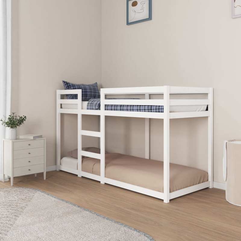 Stapelbed – Hoogslaper – Bunkbed – Kinderbed – Mezzanine Bed – Wit – 75x190 cm – Massief Grenenhout