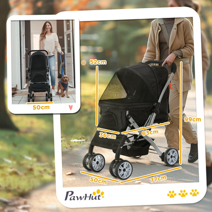 Hondenbuggy – Dierenwagen – Wandelwagen – Huisdierenwagen – Buggy – Inklapbaar – Veiligheidsharnas – Oxford Stof – Zwart – Lichtgewicht Frame