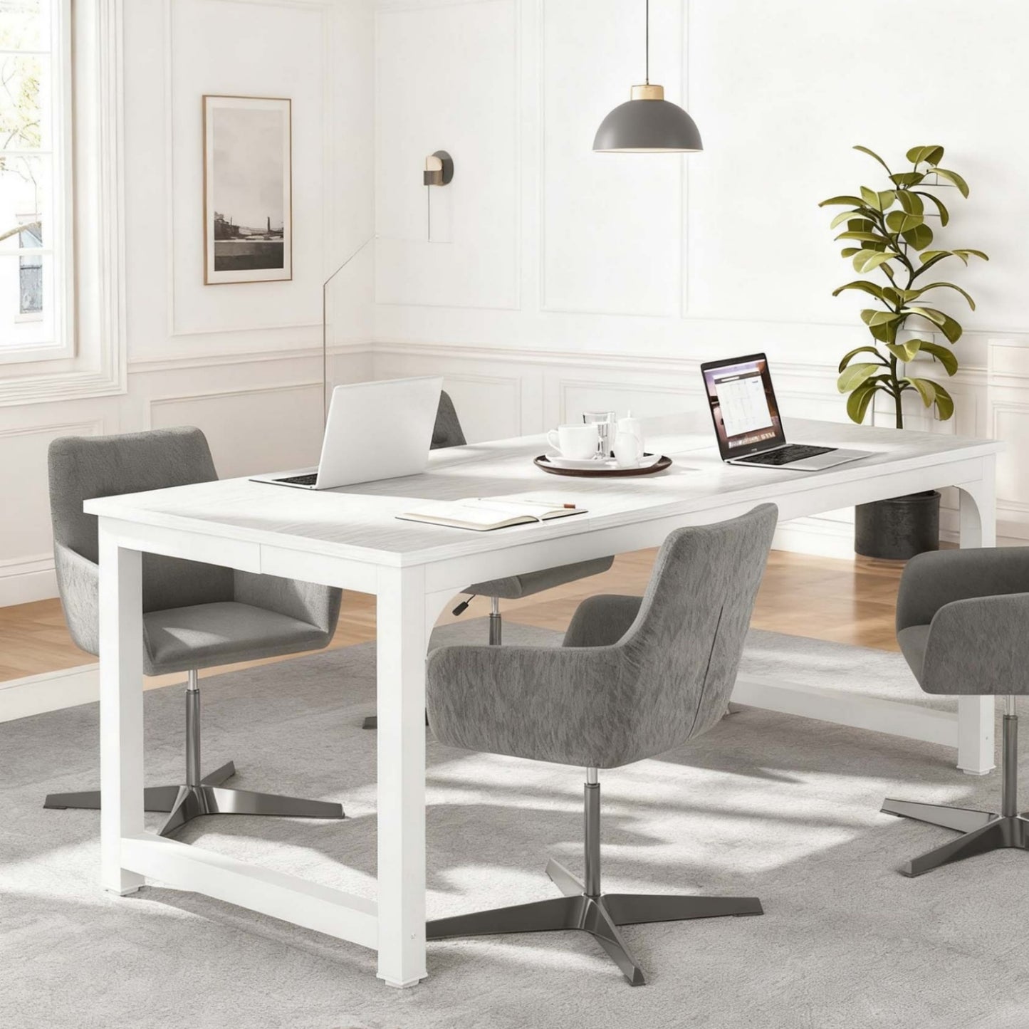 Vergadertafel – Bureautafel – Kantoortafel – Werktafel – Seminartafel – Wit Spaanplaat Blad – Stevig Metalen Frame – 180x80 cm – Ruime Werkruimte
