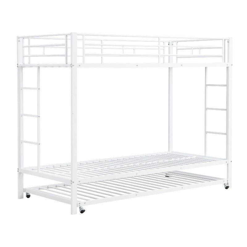 Stapelbed Met Uittrekbed – Stapelbed – Hoogslaper – Twijfelaar Bed – Kinderbed – 90x200 cm – Metalen Frame – Veiligheidsrails