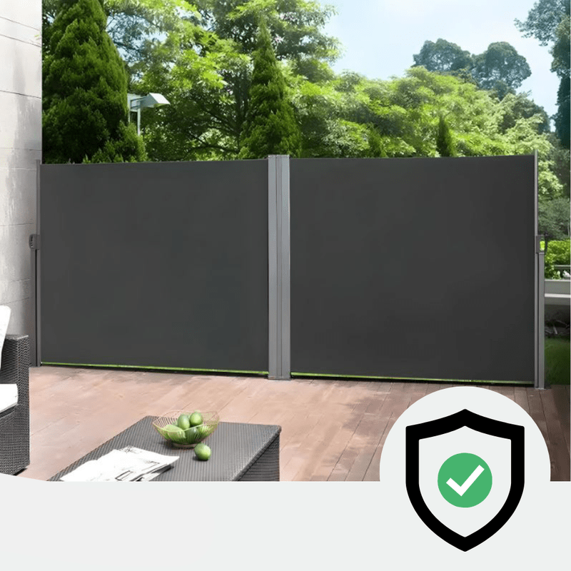 Terraszonwering – Hoekmarkies – Uitschuifbare Zonwering – Balkonzonwering – Zonnescherm – Dubbel Rolluik Met Onafhankelijke Bediening – Stalen Frame En Waterafstotend Doek 200g/m²