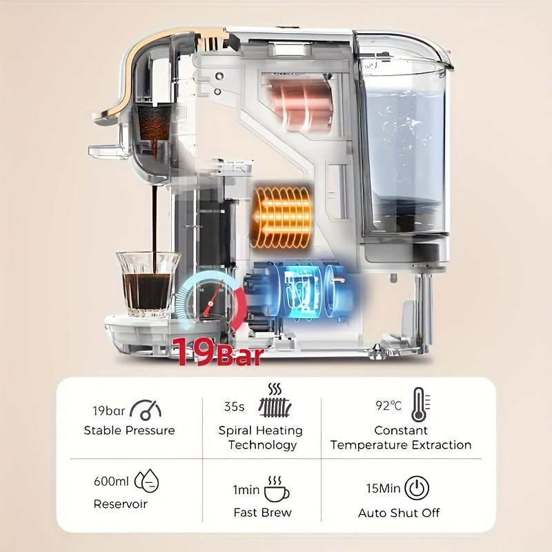 Koffiecapsuleautomaat – Espresso Machine – Koffiezetapparaat – Volautomatische Koffiemachine – Capsule Machine – Snelle Opwarming – Geschikt Voor Warme En Koude Dranken – Zwart