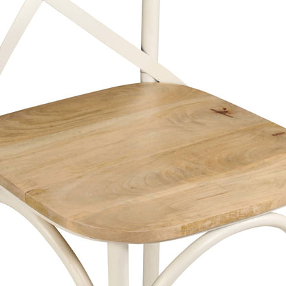 Eettafelstoel – Eetkamerstoel – Stoel – Kuipstoel – Meubel – Massief Mangohout – Zwart Stalen Frame – Handgemaakt – Duurzaam & Stevig