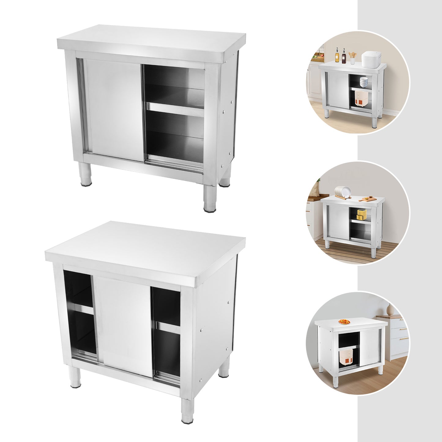 Werktafel – Werkbank – RVS Tafel – Keukentafel – Werkbank Met Lades – RVS 201 Staal – Verstelbare Poten – 110 kg Draagkracht