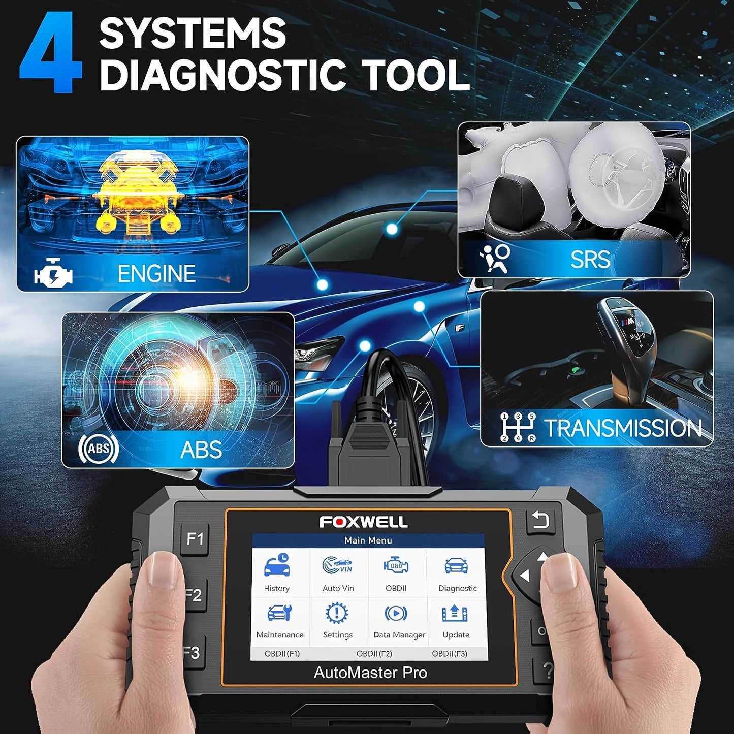 OBD2 Scanner – Diagnosetool Auto – Code Reader – Foutcode Scanner – Auto Diagnose – 4 Systemen Met 5 Servicefuncties – APK Rapport Exporteren