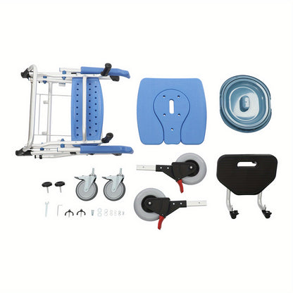 Badkamerstoel – Douchestoel – Toiletstoel – Ziekenhuisstoel – Verzorgingsstoel – Opvouwbaar Aluminium Frame – Comfortabele Zitting met Toiletopening