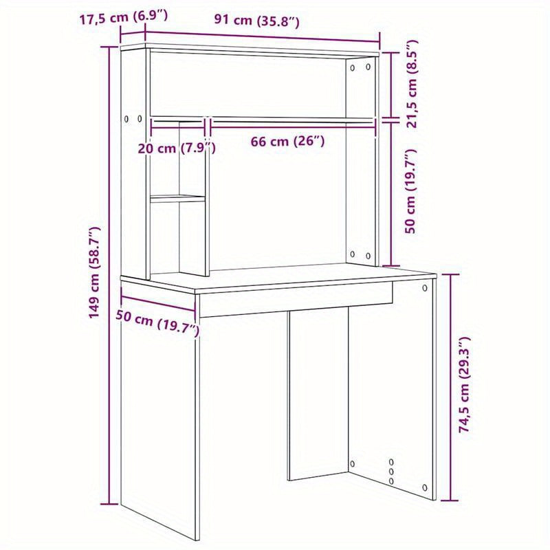 Bureau – Computertafel – Kantoortafel – Schrijftafel – Werkbureau – Sonoma Eiken – Houten Bureau Met Opbergruimte – Compact 91x50x149 cm – Duurzaam En Stevig Ontwerp