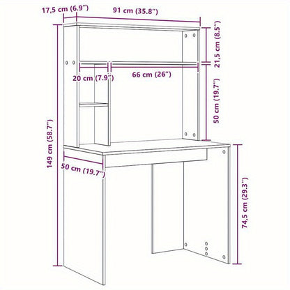 Bureau – Computertafel – Kantoortafel – Schrijftafel – Werkbureau – Sonoma Eiken – Houten Bureau Met Opbergruimte – Compact 91x50x149 cm – Duurzaam En Stevig Ontwerp