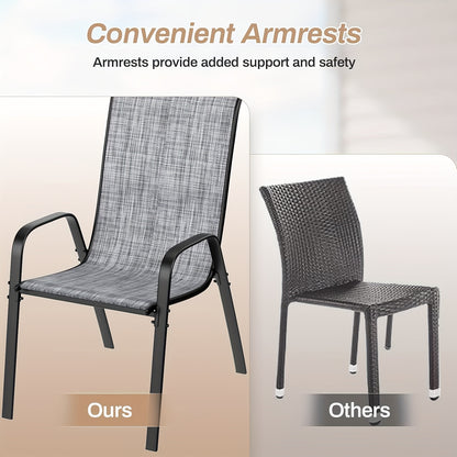 Buitenstoelen – Tuinstoelen – Eetkamerstoelen – Balkonstoelen – Stapelbare Stoelen – Set Van 4 – Stalen Frame – Weerbestendig Met Textilene Bekleding