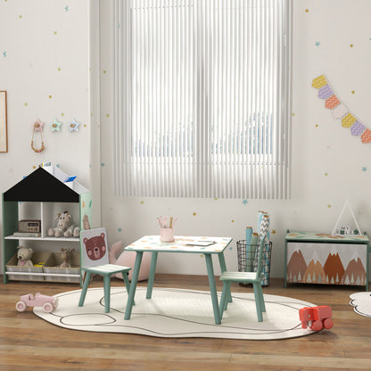 Speelset kinderstoelen met tafel – kindertafel set – kindermeubel – kinderstoeltje – kids meubel – Groen – duurzaam kunststof – veilig afgeronde hoeken