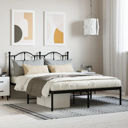 Bedframe – Stalen Bedframe – Metaal Bed – Slaapbank – Bedonderstel – Zwart Hoofdeinde – 140x190 cm – Stevig Metalen Frame