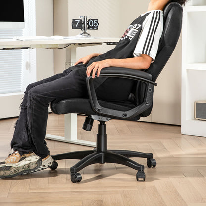 Bureaustoel – Bureaustoel Ergonomisch – Kantoorstoel – Computestoel – Werkstoel – Verstelbare Zithoogte 48-58 cm – 360° Draaibaar Met Kantelfunctie – Zwart