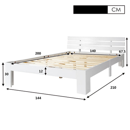 Tweepersoonsbed – Bed – Bedframe – Slaapbed – Logeerbed – Massief Houten Frame – 140x200 cm – Eenvoudige Montage – Compact Ontwerp
