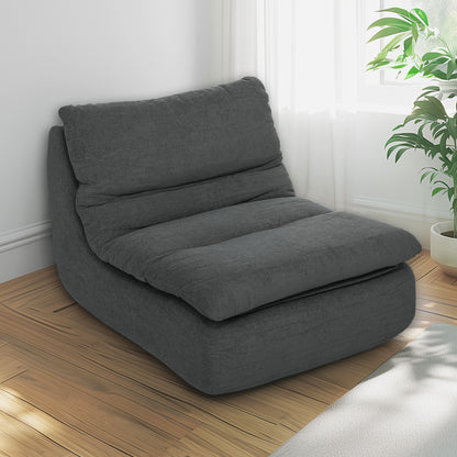 Schuim Loungestoel – Vloerstoel – Relaxzetel – Loungechair – Zitzak – Lichtgewicht & Hoogwaardige Schuimvulling – Elektriciteitvrij & Compact Grijs