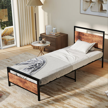 Bedframe – Bed – Eenpersoonsbed – Tweepersoonsbed – Metalen Bed – 140x200 cm – Stevig Zwart Metaal – Inclusief Spiraalbodem