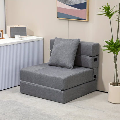 Slaapstoel – Slaapbank – Zetelbed – Logeerbed – Slaapfauteuil – Inklapbaar – Belastbaar Tot 100 kg – Donkergrijs
