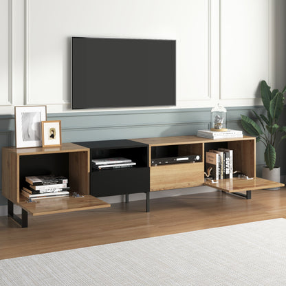 TV-meubel – TV-kast – Tv-meubel – Mediameubel – Modern – Zwart-Houtlook – Ruime Opbergruimte – Stevige MDF Constructie