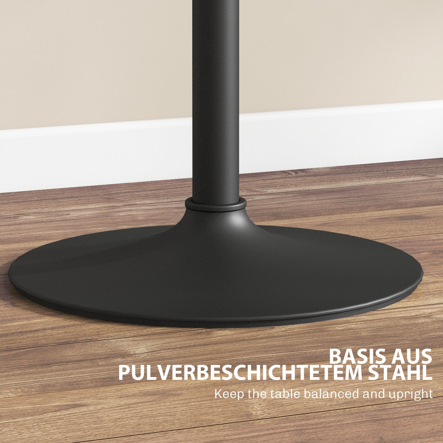 Bartafel – Barkruktafel – Barmeubel – Statafel – Tafel voor Twee Personen – Verstelbare Hoogte 68-93,5 cm – Zwart Marmerlook 60x60 cm