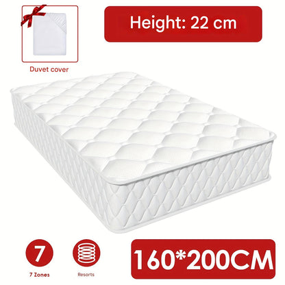 Matras – Pocketveringmatras – Binnenveringsmatras – Tweepersoonsmatras – 7-Zones Matras – 160x200 cm – Ergonomisch Comfort – Ademend & Hypoallergeen