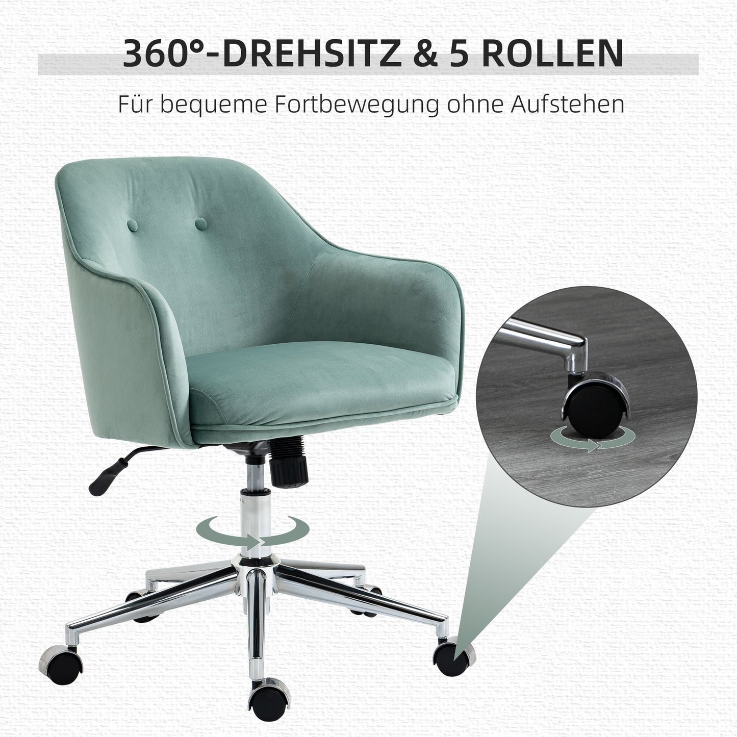 Bureaustoel – Kantoorstoel – Draaistoel – Gamestoel – Bureaustoel Met Wielen – Verstelbare Hoogte – Schommelfunctie – Fluwelen Polyester Bekleding – Metalen Onderstel – 61x59x80,5-90,5 cm