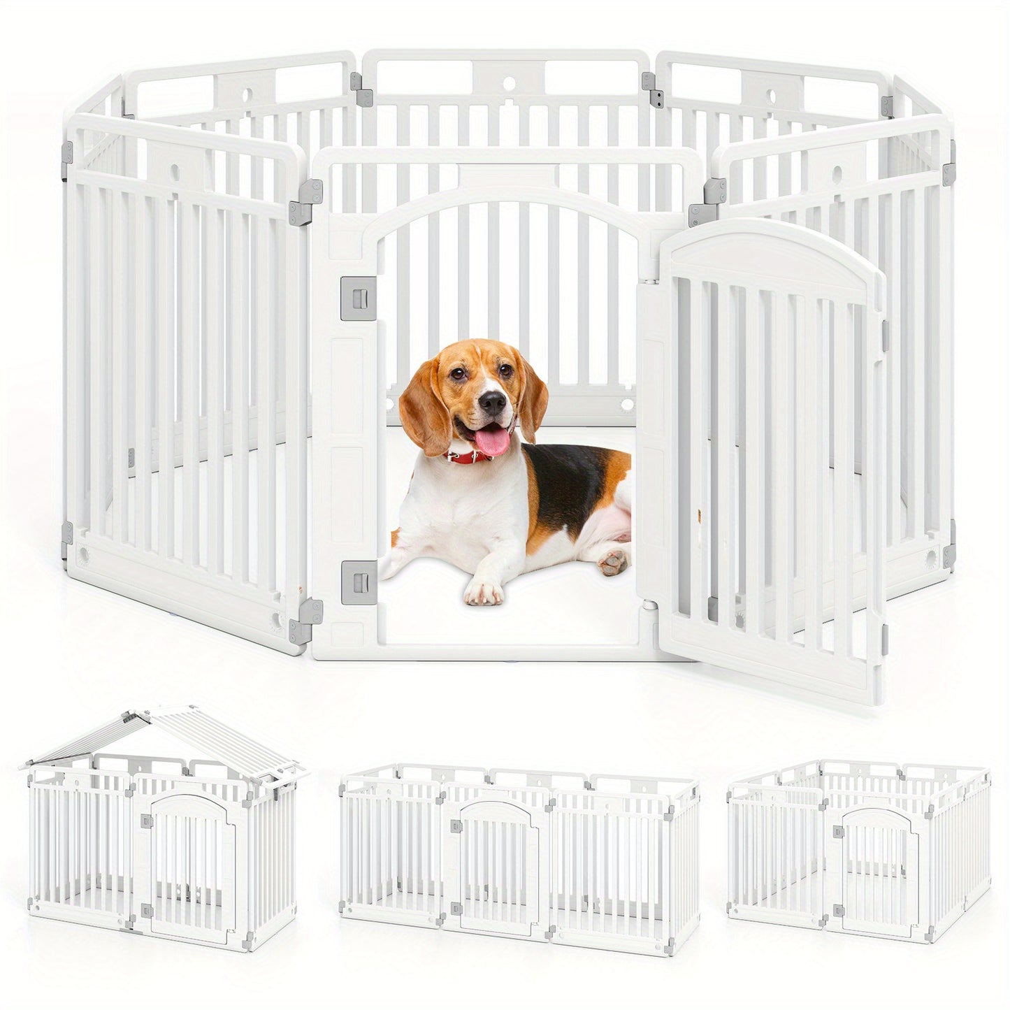 Hondenren – Puppyren – Hondenkennel – Dierenren – Opvouwbare Hondenbench – Duurzaam Kunststof – 81 cm Hoog – Met Deur En Slot