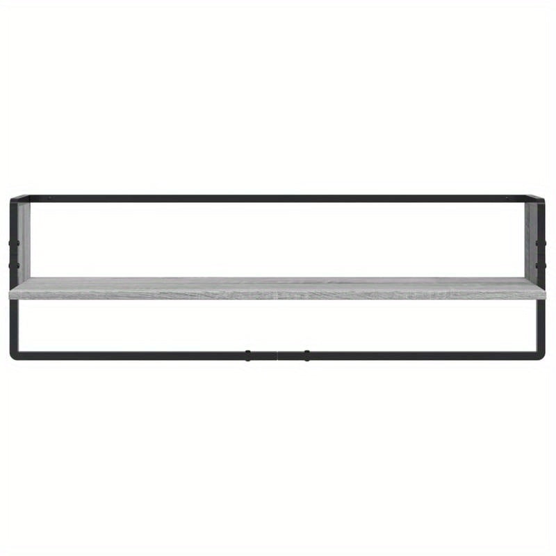 6pcs Wall Shelf Set with Rods, Treated Wood in Gray Sonoma Finish