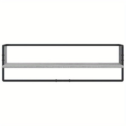 6pcs Wall Shelf Set with Rods, Treated Wood in Gray Sonoma Finish