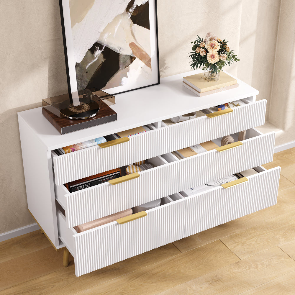 Modern 6-Drawer -Standing Cabinet/Sideboard - Lightweight Sturdy Frame Suitable for, Bedroom & Hallway - Elegant Storage Unit with Spacious Drawers, Modern Furniture (Assembly Required)