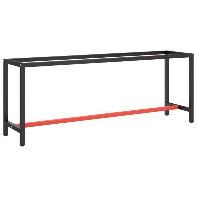 Werkbank – Werktafel – Werkplek – Werkstation – Werkblad – Metaal – Mat Zwart Rood – 210x50x79 cm – Robuust & Stabiel - QUORE