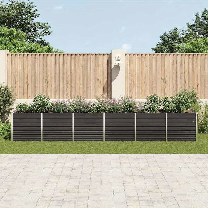 Plantenbak – Verhoogde Plantenbak – Bloembak – Kruidenbak – Moestuinbak – Antraciet – Gegalvaniseerd Staal – Groot Formaat 480x80x77 cm