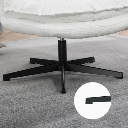 Draaifauteuil – Lounge Chair – Fauteuil – Relaxstoel – Zithoekstoel – Wit – Inklapbare Rugleuning – 360° Draaifunctie