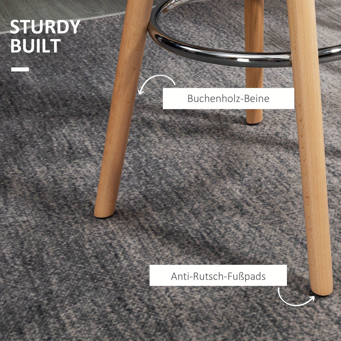 Barstoel – Barkruk – Barstoelen – Keukenstoel – Kruk – Set van 2 – Imitatieleren Bekleding – Met Voetsteun – Metaal – 38,5x42,5x91 cm – Wit