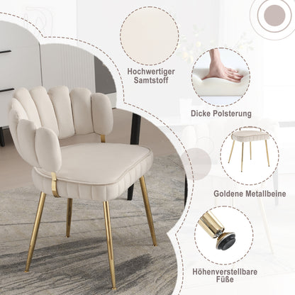 Eetkamerstoelen – Stoelen – Kuipstoelen – Meubels – Wonen – Set van 2 – Fluweel Groen – Comfortabele Bloemmotief Rugleuning – Stevige Metalen Poten