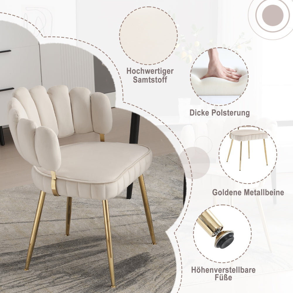 Eetkamerstoelen – Stoelen – Kuipstoelen – Woonkamerstoelen – Armstoelen – Velvet Bekleding – Ronde Armleuningen – Metalen Poten – Set Van 2
