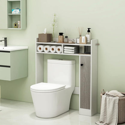 Toiletkast – Badkamerkast – Toiletmeubel – Overtoiletkast – Toiletstandaard – Verstelbare Planken – Waterafstotend MDF Wit