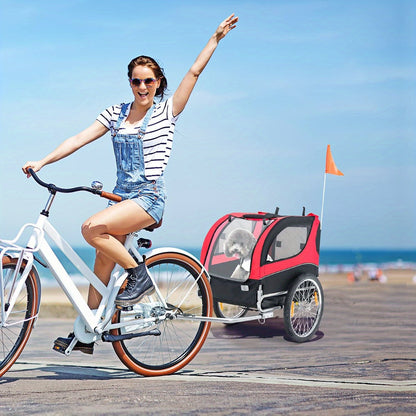 Fietskar Hond – Hondenfietskar – Hondenkar – Hondenbuggy – Fietsaanhanger – Opvouwbaar – Met Zonnekap – Stevig Metaal & Oxford Stof